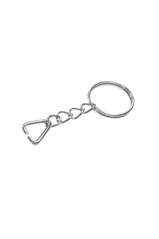 Evimdeyokyok Anahtarlık Halkası, Halka + Zincir + Üçgen, 24Mm, Gümüş, Nikel, 1 Adet
