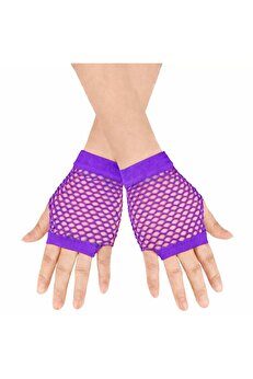 Ethab Ti̇caret 80’Ler 90’Lar Retro Mor Fi̇le Parmaksız Kısa Eldi̇ven 11 Cm