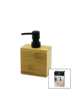 Go İthalat Di̇kdörtgen Ahşap Bambu Sıvı Sabunluk Si̇yah Plasti̇k Pompa 5.8 X 9.9Cm - Y 10Cm