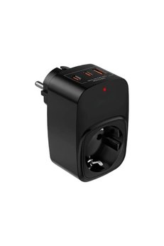 Evimdeyokyok Tekli Yüksek Voltaj Korumalı Duvar Prizi 2X Type-C 1X Usb Çıkışlı Priz Grup Priz Çoğaltıcı Siyah
