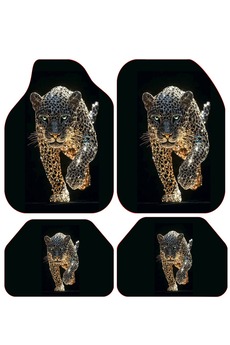 Carmine Carpet Leopar Desen Dekoratif Tüm Modellere Uyumlu Universal Oto Paspas Takımı