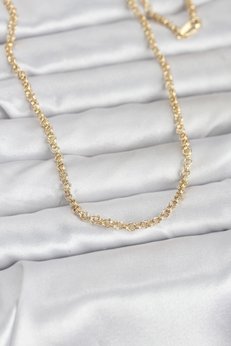 Evimdeyokyok Cm 14K Gold Renk Halka Zincir Model 60 Cm Kadın Kolye Tj-Bko10951