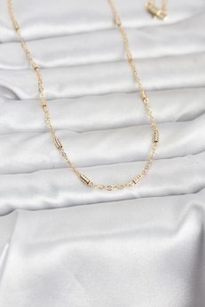 Evimdeyokyok Cm 14K Gold Renk Bar Zincir Model 60 Cm Kadın Kolye Tj-Bko10973