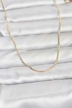 Evimdeyokyok Cm 14K Gold Renk İnce Kare Zincirli Model 60 Cm Kadın Kolye Tj-Bko10956