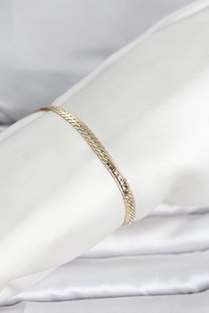Evimdeyokyok Cm 14K Gold Renk Lazerli Yassı Zincir Model Kadın Bileklik Tj-Bb8295