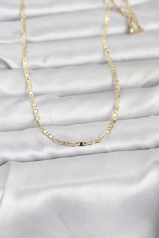Evimdeyokyok Cm 14K Gold Renk Lazerli Yassı Model Zincirli 60 Cm Kadın Kolye Tj-Bko10966