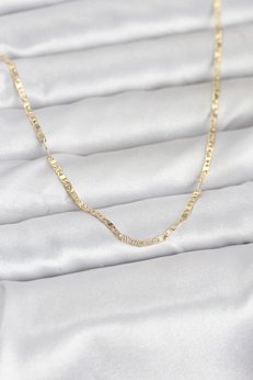 Evimdeyokyok Cm 14K Gold Renk Yassı Zincir Model 60 Cm Kadın Kolye Tj-Bko10946