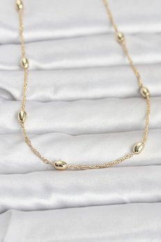 Evimdeyokyok Cm 14K Gold Renk Topçuklu Burgu Zincir Model 60 Cm Kadın Kolye Tj-Bko10963