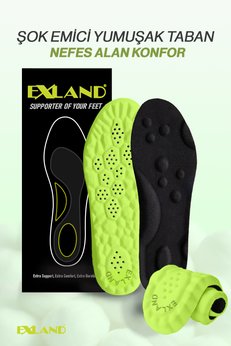 Exland S01 Ortopedik Tabanlık – Şok Emici Ark ve Topuk Destekli Siyah Günlük Ayakkabı İçi Tabanlık