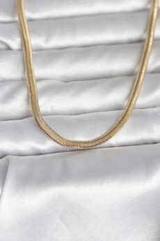 Evimdeyokyok Cm 14K Gold Renk Yassı Yılan Zincir Model 45 Cm Kadın Kolye Tj-Bko11005