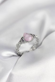 Evimdeyokyok Gümüş Renk Pembe Damla Model Kadın Yüzük Tj-Byk4000