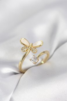 Evimdeyokyok Gold Renk Yusufçuk Model Zirkon Taşlı Kadın Yüzük Tj-Byk4044