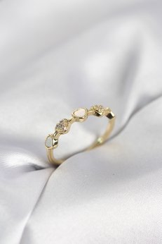 Evimdeyokyok Gold Renk Minimal Kalp Model Zirkon Taşlı Pirinç Kadın Yüzük Tj-Byk4062