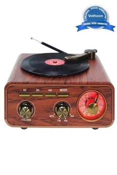 Evimdeyokyok Nostaljik Tasarım Plak Çalar Görünümlü Radyolu Bluetooth Hoparlör Retro Müzik Plak