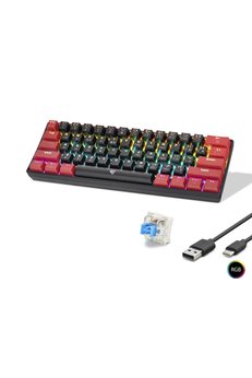 Evimdeyokyok Mekanik Rgb Klavye Blue Switch - Siyah Kırmızı Mf1701Br