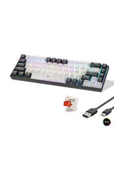 Evimdeyokyok Mekanik Klavye Tri Mod Rgb Red Switch - Beyaz Siyah Mf1703W