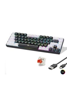 Evimdeyokyok Mekanik Klavye Tri Mod Rgb Red Switch - Siyah Beyaz Mf1703B