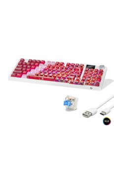 Evimdeyokyok Kablosuz Mekanik Klavye Rgb Blue Switch 95 Tuş - Kırmızı Beyaz Mf1705R