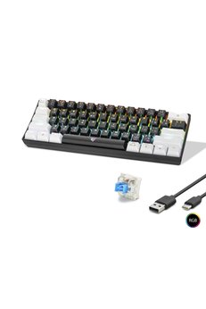 Evimdeyokyok Mekanik Rgb Klavye Blue Switch - Siyah Beyaz Mf1701Bw