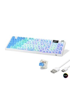 Evimdeyokyok Kablosuz Mekanik Klavye Rgb Blue Switch 95 Tuş - Mavi Beyaz Mf1705M