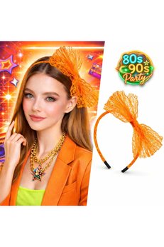 Evimdeyokyok 80’Ler 90’Lar Neon Turuncu Dantel Taç Fiyonklu
