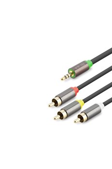 Evimdeyokyok 3.5 Mm To 3Rca Kablo 2Line Gold 3M Siyah Hdx1065