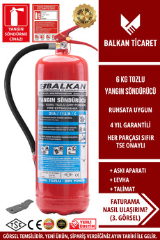 Balkan Ticaret Yangın Söndürme Tüpü 6 Kg Tozlu 4 Yıllık Ruhsata Uygun