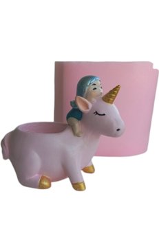 Kalıpcınızburada Unicorn Üstünde Kız Saksı Silikon Kalıp - K6076