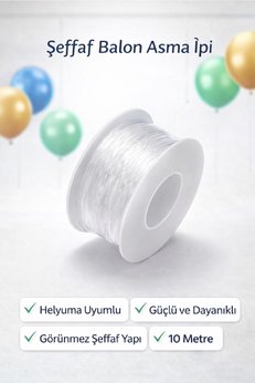 BKMC PARTY Misina İpi Profesyonel Şeffaf Balon Asma İpi – Helyuma Uyumlu Misina
