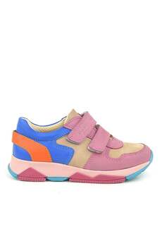 Ortopedikal 3880 Rakerplus Hakiki Deri Pembe Mavi Çocuk Sneakers Spor Ayakkabı Cırtlı