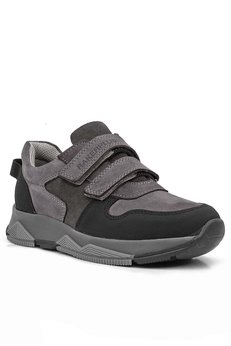 Ortopedikal 3880 Rakerplus Hakiki Deri Siyah-K.gri Çocuk Sneakers Spor Ayakkabı Cırtlı
