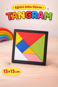 metafortoys Ahşap Tangram Zeka Oyunu 13x13 cm – Çocuklar İçin Eğitici Geometrik Puzzle Oyuncak