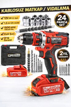 KİMMEER Plus 24 Parça Çelik Mandrelli Matkap – Vidalama