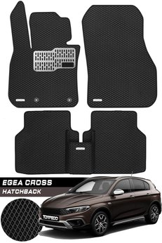 TORPEDO Fiat Egea Cross Hatchback Uyumlu Hücreli Premium Eva Paspas Seti Tam Set Paspas Takımı Siyah