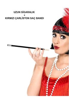 Evimdeyokyok 192039Ler 199039Lar Gatsby Kadın Aksesuar Seti – Kırmızı Charleston Saç Bandı Ve Lık