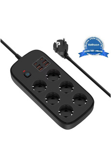 Evimdeyokyok Termal Akım Korumalı 6’Lü Priz 4X Usb 2X Type-C Çıkışlı Grup Priz Çoğaltıcı (3500W) Siyah