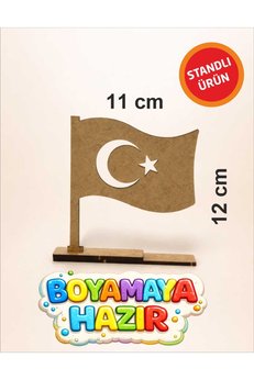 birlazer Boyanabilir Türk Bayrağı Standlı Ahşap Oyuncak Etkinlik Aktivite 1 Ad