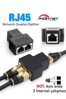 Derwell RJ45 Splitter Adaptörü Çift Portlu Ethernet Kablosu Uzatıcı Ağ Bağlayıcısı Cat5e/Cat6/Cat7 PC/Laptop