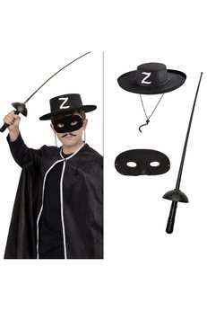 Evimdeyokyok Zorro Kostüm Seti 3’Lü Çocuk – Şapka, Maske Ve Kılıç