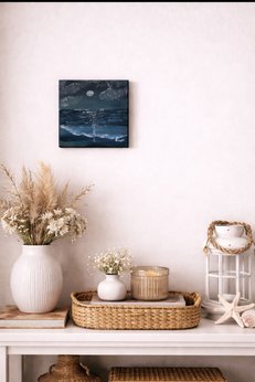 Nobrent El Boyaması Akrilik Tablo Gece Temalı (20X20Cm)