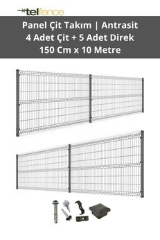 Telfence Panel Çit Takımı 10 Metre Avantaj Paketi Bahçe Çiti - H:150 Cm