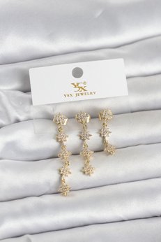 Evimdeyokyok Pirinç Gold Renk Sıralı Kutup Yıldızı Model 3 Lü Kadın Küpe Tj-Bkp11715