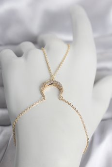 Evimdeyokyok Pirinç Gold Renk Hilal Model Zirkon Taşlı Kadın Şahmeran Tj-Sn751