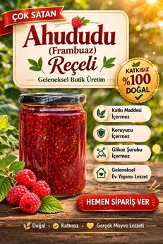 Natürel Mutfak Ahududu Frambuaz Reçeli 750 Gr Glikoz Fruktoz İçermez %75 Meyve Raspberry Jam