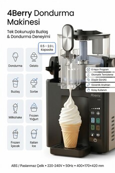 4 Berry Dondurma Makinesi - Buzlaş ve Frozen İçecek Yapıcı - 6 Mod Otomatik Temizleme 2 L Kapasite