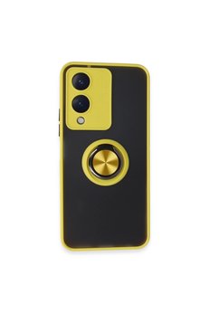 Evimdeyokyok Vivo Y17S Kılıf Montreal Yüzüklü Silikon Kapak - Sarı