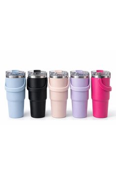 Evimdeyokyok 900 Ml Taşıma Kulplu Paslanmaz Çelik Termos Mug - Vakumlu Isı Yalıtımlı Bardak Alk4631