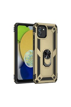 Evimdeyokyok Samsung Galaxy A03 Kılıf Sofya Yüzüklü Silikon Kapak - Gold