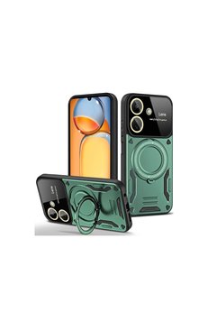 Evimdeyokyok Xiaomi Redmi 13C Kılıf Joy Lens Standlı Kapak - Koyu Yeşil