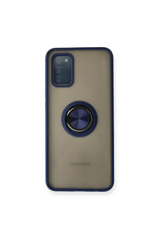 Evimdeyokyok Samsung Galaxy A02S Kılıf Montreal Yüzüklü Silikon Kapak - Lacivert